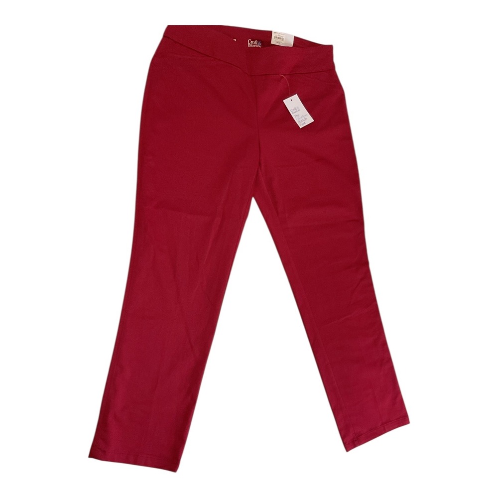 Croft & Barrow Effortless Stretch Pants Womens Red V-Front Slim Leg Trousers